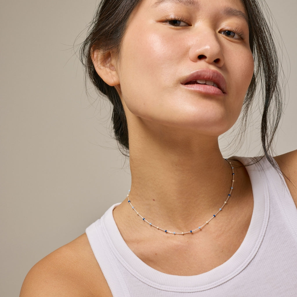 Enamel Copenhagen Lola Marine Silver Necklace. Item code N55S_marine.