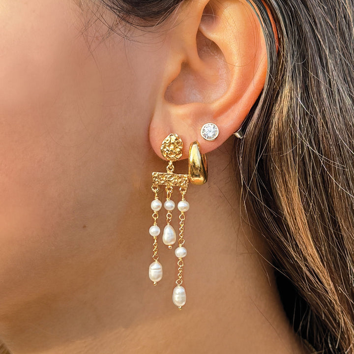 Sarah Alexander Nara Nugget Pearl Drop Stud Earrings
