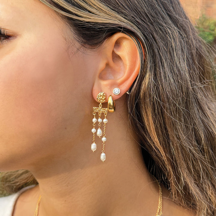 Sarah Alexander Nara Nugget Pearl Drop Stud Earrings