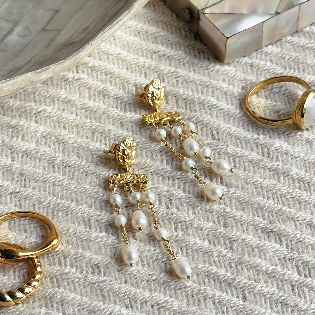 Sarah Alexander Nara Nugget Pearl Drop Stud Earrings