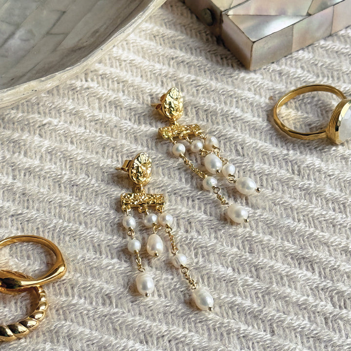 Sarah Alexander Nara Nugget Pearl Drop Stud Earrings