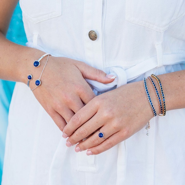 Sarah Alexander Blue Moon Indigo Zirconia Tennis Toggle Bracelet