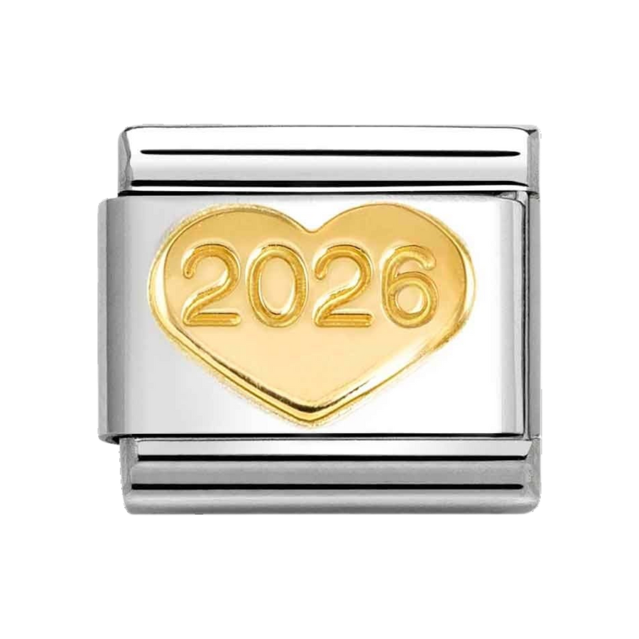 Niche Jewellery Nomination 2026 heart charm in stainless steel and 18k gold for Classic bracelets