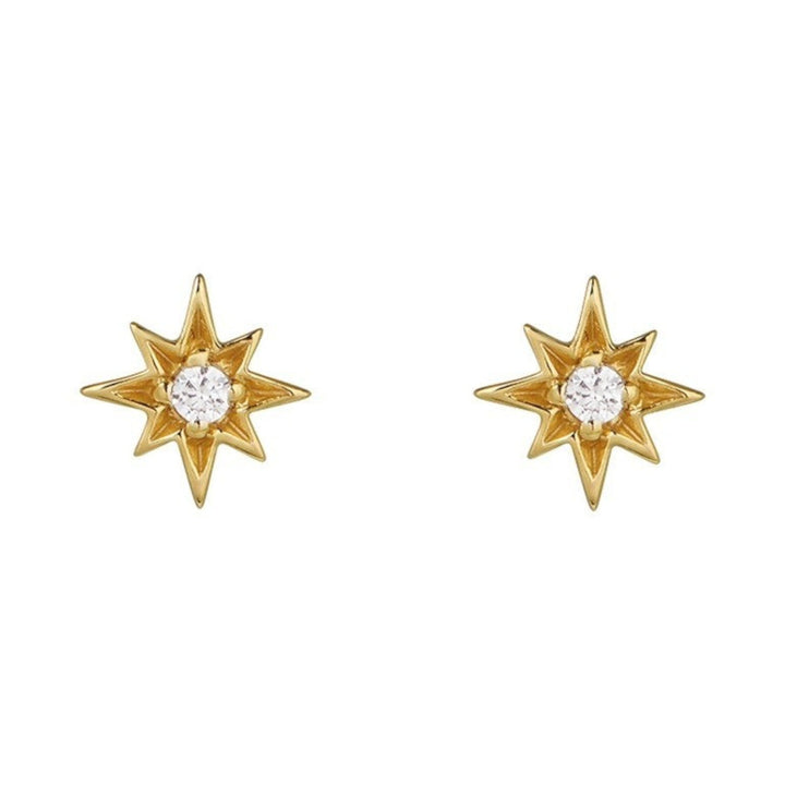 Niche Jewellery Amelia Scott Ziggy Mini North Star Gold Stud Earrings with clear cubic zirconia.