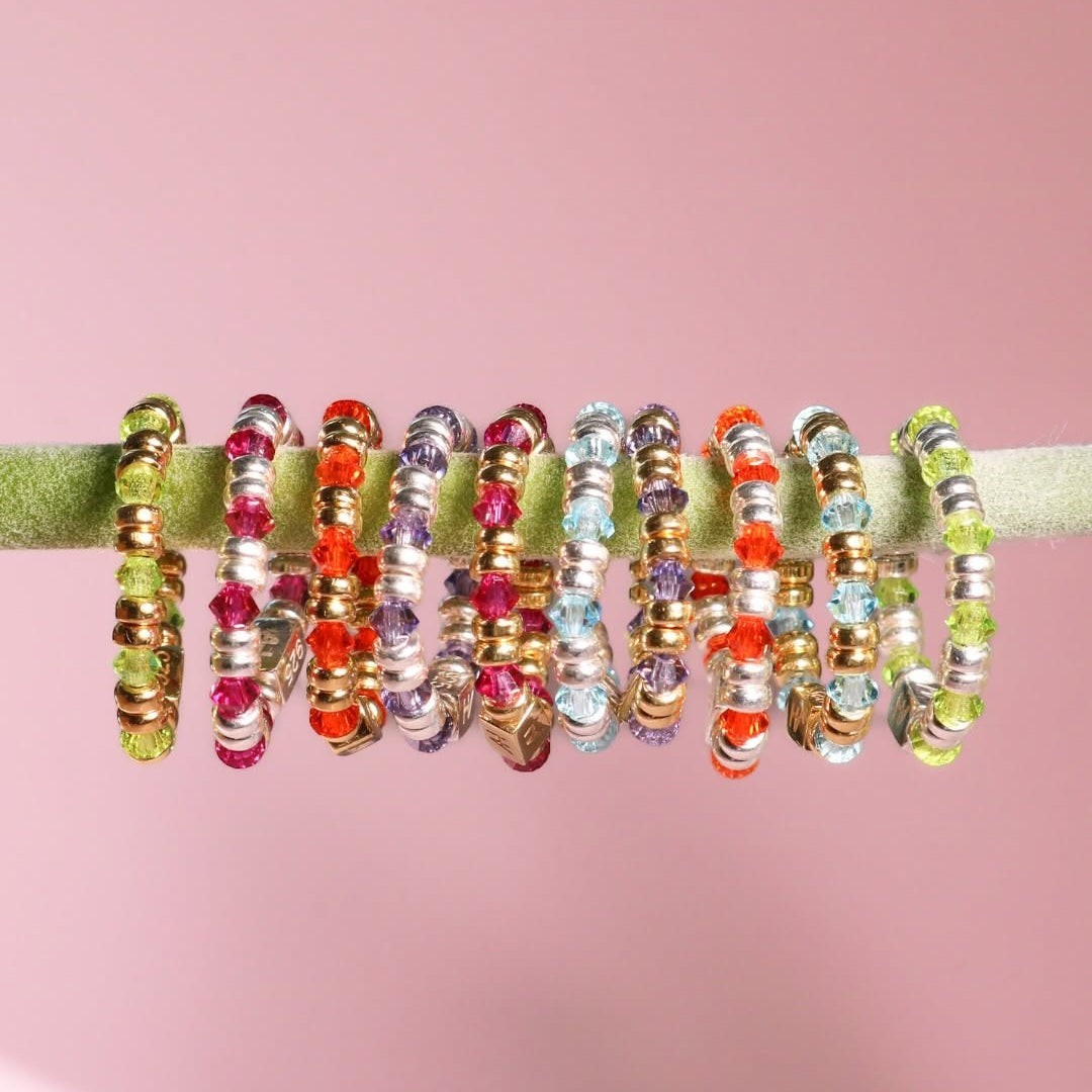 Niche Jewellery Annie Haak Joy crystal beaded rings in various vibrant colours with 925 sterling silver beads
