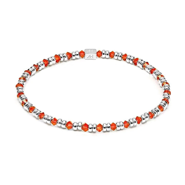 Niche Jewellery Annie Haak Joy Tango bracelet featuring orange crystals and 925 sterling silver beads
