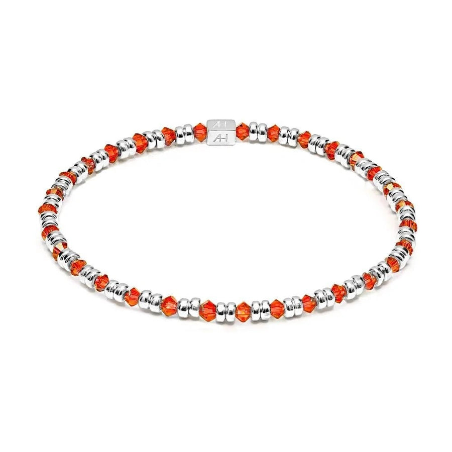 Niche Jewellery Annie Haak Joy Tango bracelet featuring orange crystals and 925 sterling silver beads