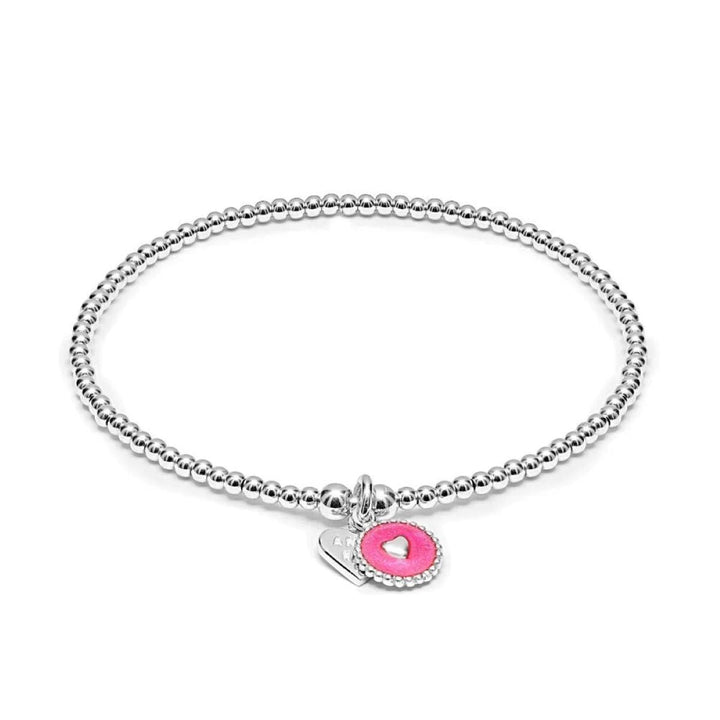 Niche Jewellery Annie Haak Santeenie sterling silver stretch bracelet with a blush pink heart charm