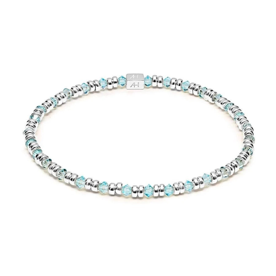 Niche Jewellery Annie Haak Joy bracelet featuring pale sky-blue crystals and 925 sterling silver beads.