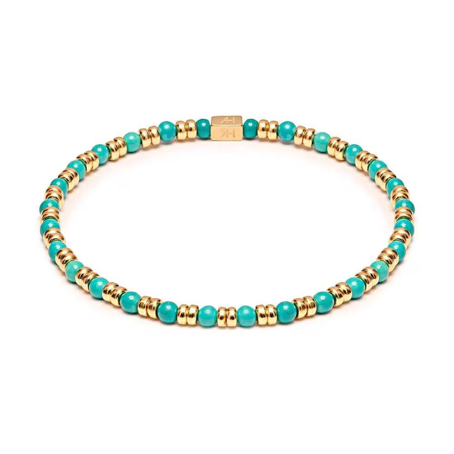Niche Jewellery Annie Haak Joy stretch bracelet with turquoise howlite beads and gold-plated sterling silver accents.