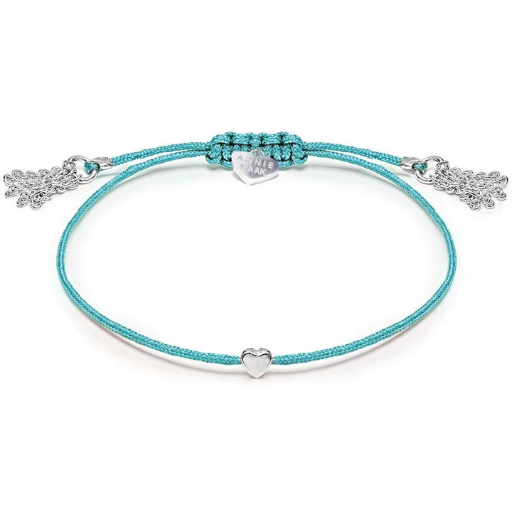 Niche Jewellery Annie Haak Harmony Heart bracelet with turquoise cord and 925 sterling silver heart charm.