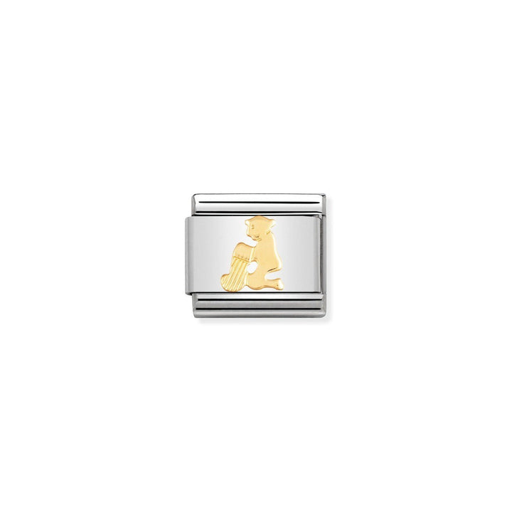 Niche Jewellery stainless steel charm with 18k gold Aquarius water bearer symbol.