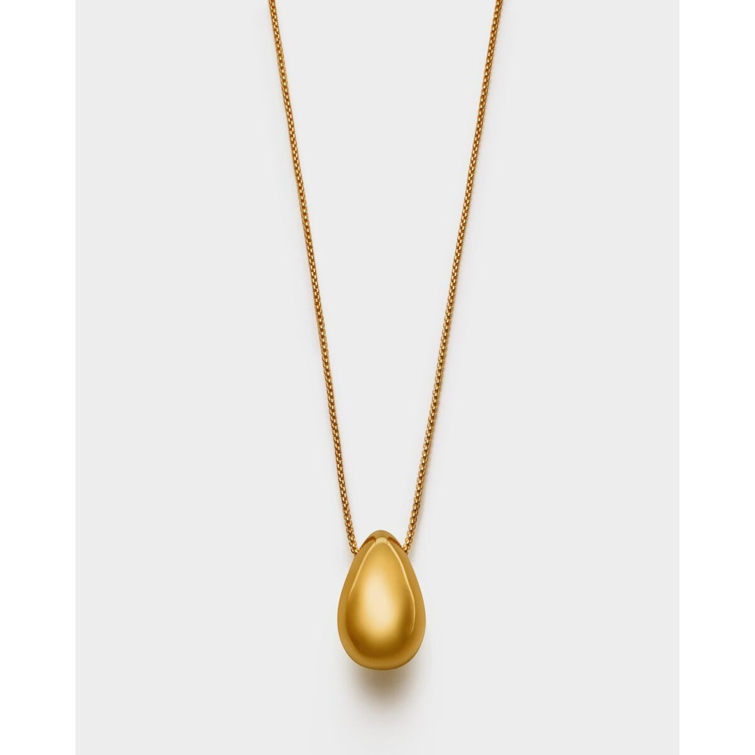 Niche Jewellery Aura Waterproof Gold Necklace with a teardrop pendant and fine chain, 18K Gold PVD coating.