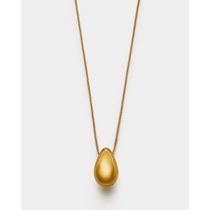 Niche Jewellery Aura Waterproof Gold Necklace with a teardrop pendant and fine chain, 18K Gold PVD coating.