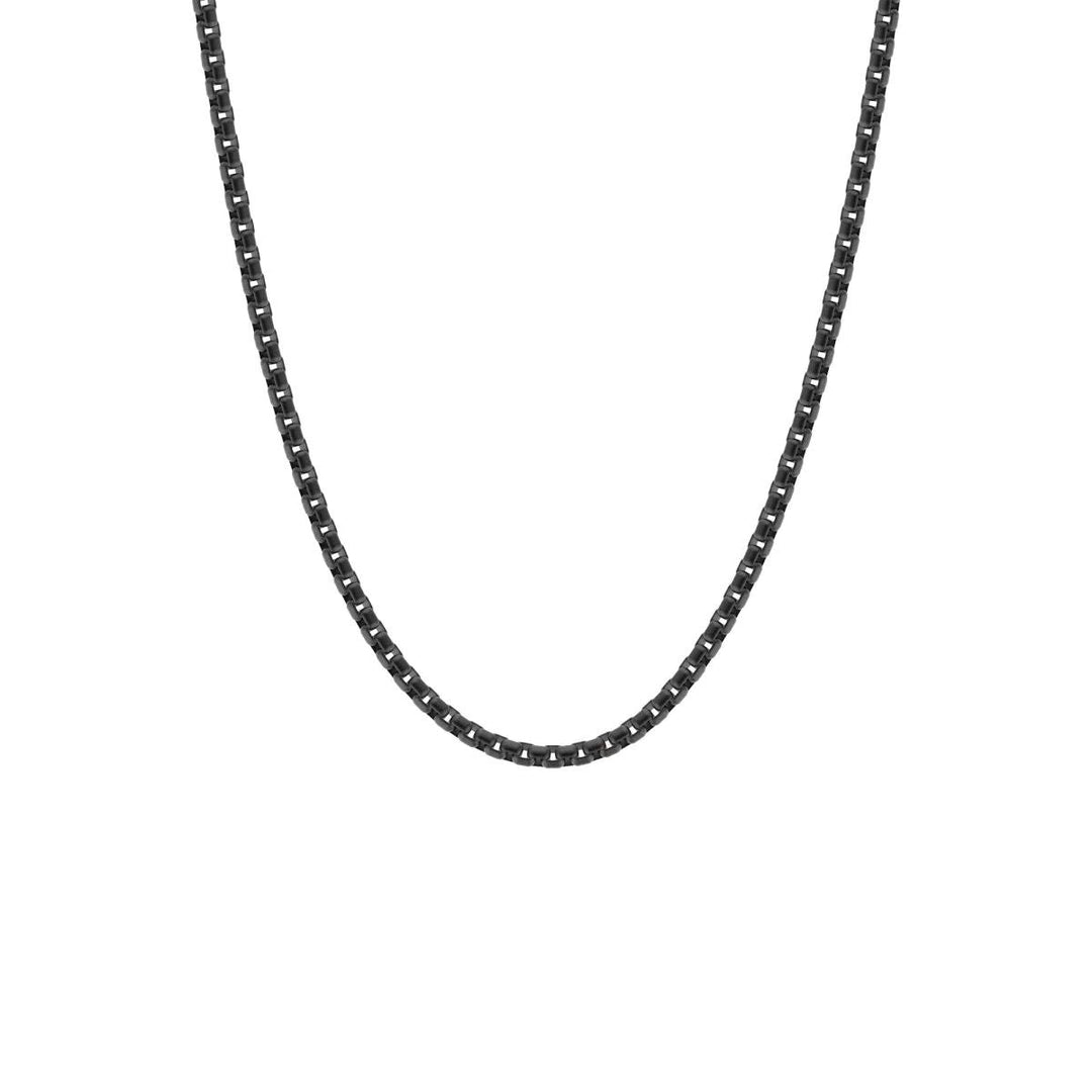 Niche Jewellery black stainless steel box chain necklace with geometric links for a modern, minimalist style.