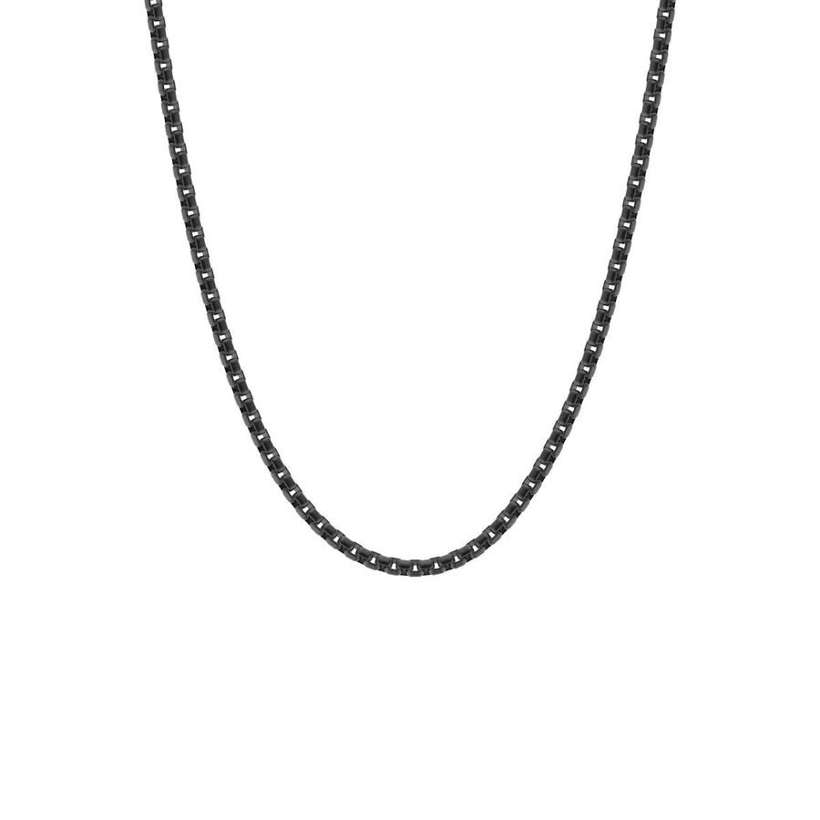 Niche Jewellery black stainless steel box chain necklace with geometric links for a modern, minimalist style.
