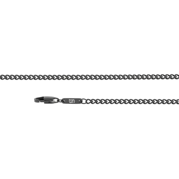 Niche Jewellery Steel & Barnett thin matte black stainless steel curb chain necklace with lobster clasp