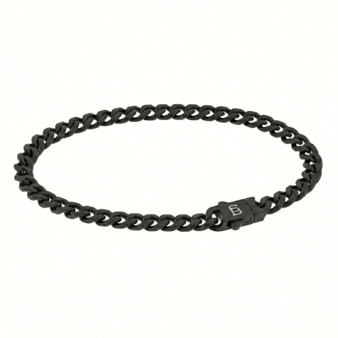 Niche Jewellery Steel & Barnett matte black stainless steel link chain bracelet with branded clasp