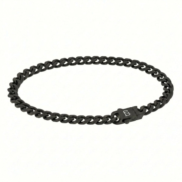 Niche Jewellery Steel & Barnett matte black stainless steel link chain bracelet with branded clasp