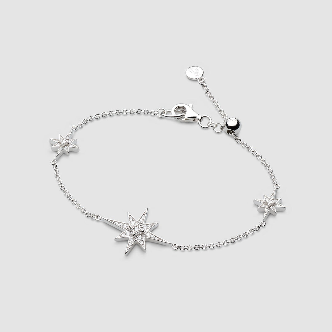 Niche Jewellery Kit Heath Celeste North Star silver bracelet with cubic zirconia celestial star charms
