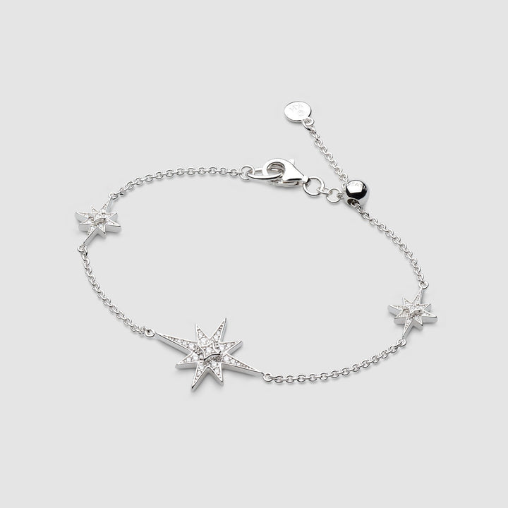 Niche Jewellery Kit Heath Celeste North Star silver bracelet with cubic zirconia celestial star charms