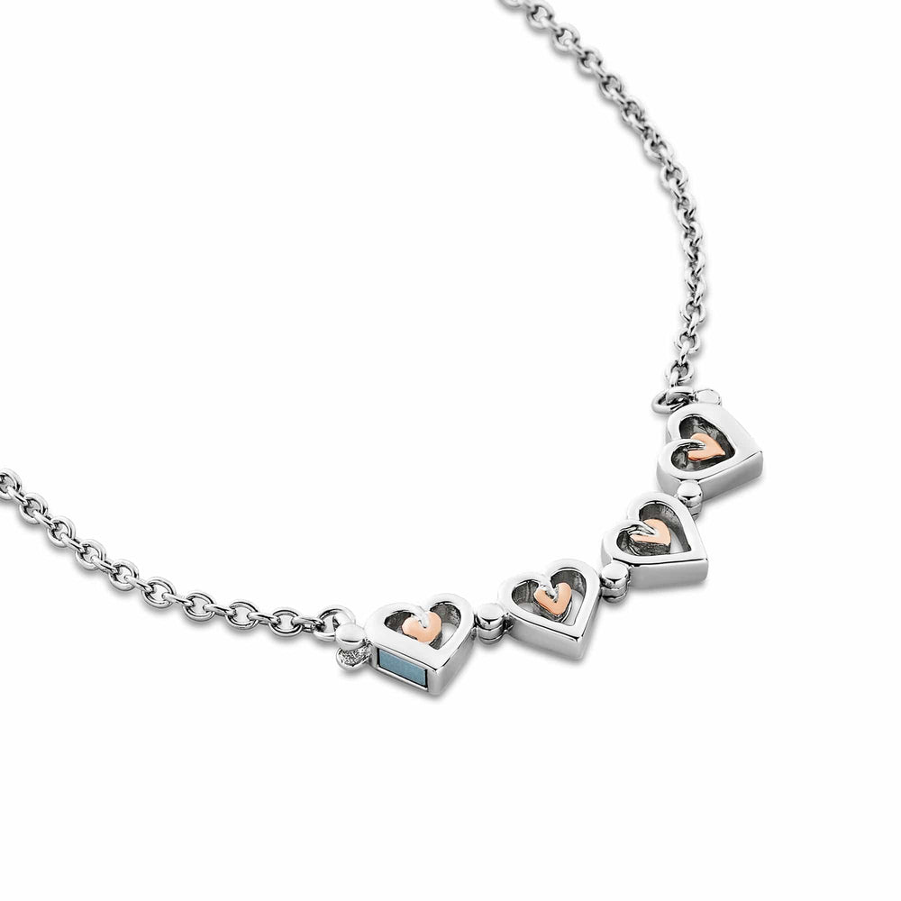 Niche Jewellery Clogau sterling silver heart bracelet with rose gold detailing and Tree of Life motif