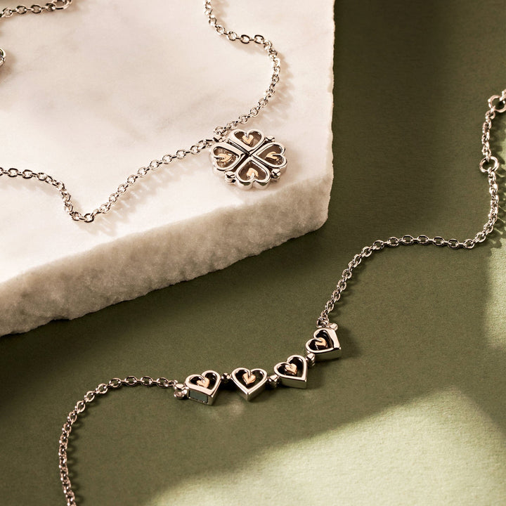 Niche Jewellery Clogau sterling silver heart bracelet with rose gold detailing and Tree of Life floral motif