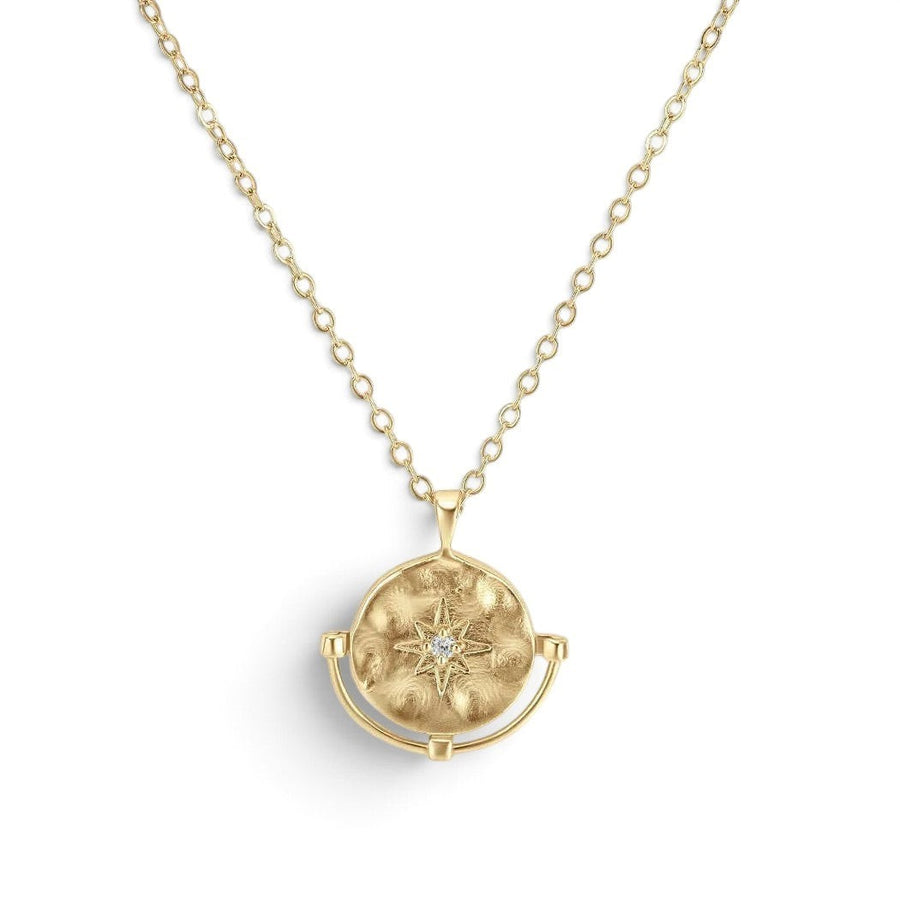Niche Jewellery Formation Co Cosmic Diamante necklace featuring a gold-plated textured star pendant with a central sparkling stone.