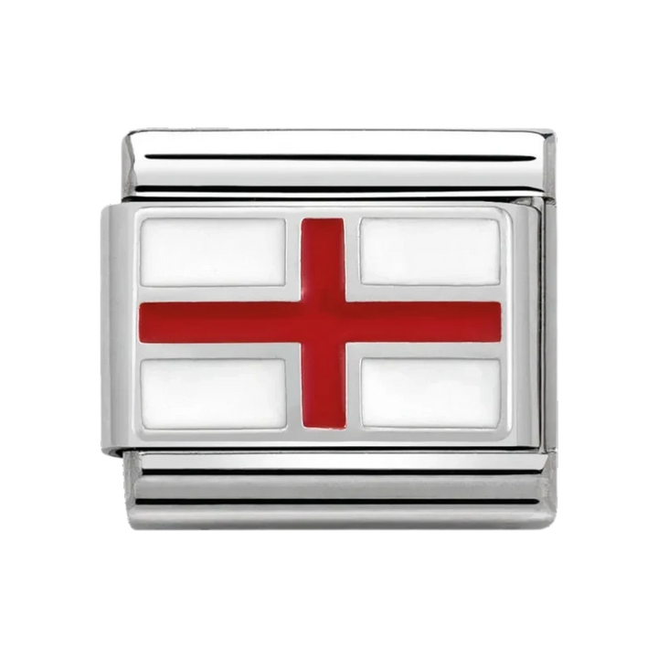 Niche Jewellery Nomination England flag charm in sterling silver with red and white enamel for composable bracelets.