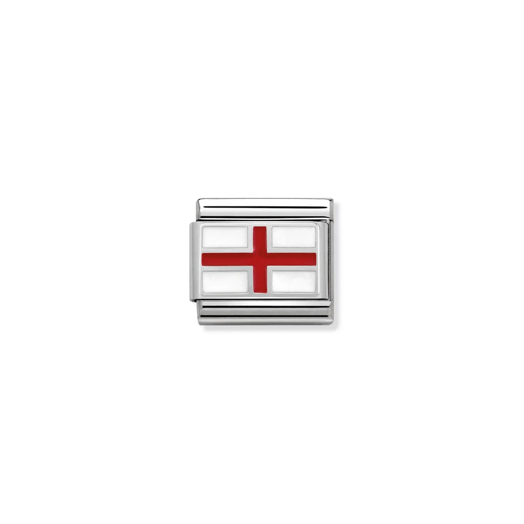 Niche Jewellery Nomination England flag charm in sterling silver with red and white enamel for composable bracelets.