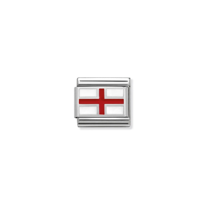 Niche Jewellery Nomination England flag charm in sterling silver with red and white enamel for composable bracelets.
