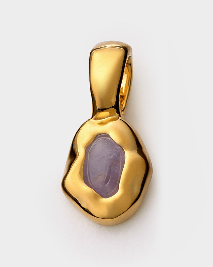 Niche Jewellery Katie Loxton February birthstone pendant featuring a soft purple stone set in polished gold-tone metal.