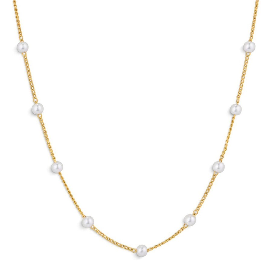 Niche Jewellery Formation Co Gaia pearl necklace featuring lustrous freshwater pearls on an 18k gold plated sterling silver chain.