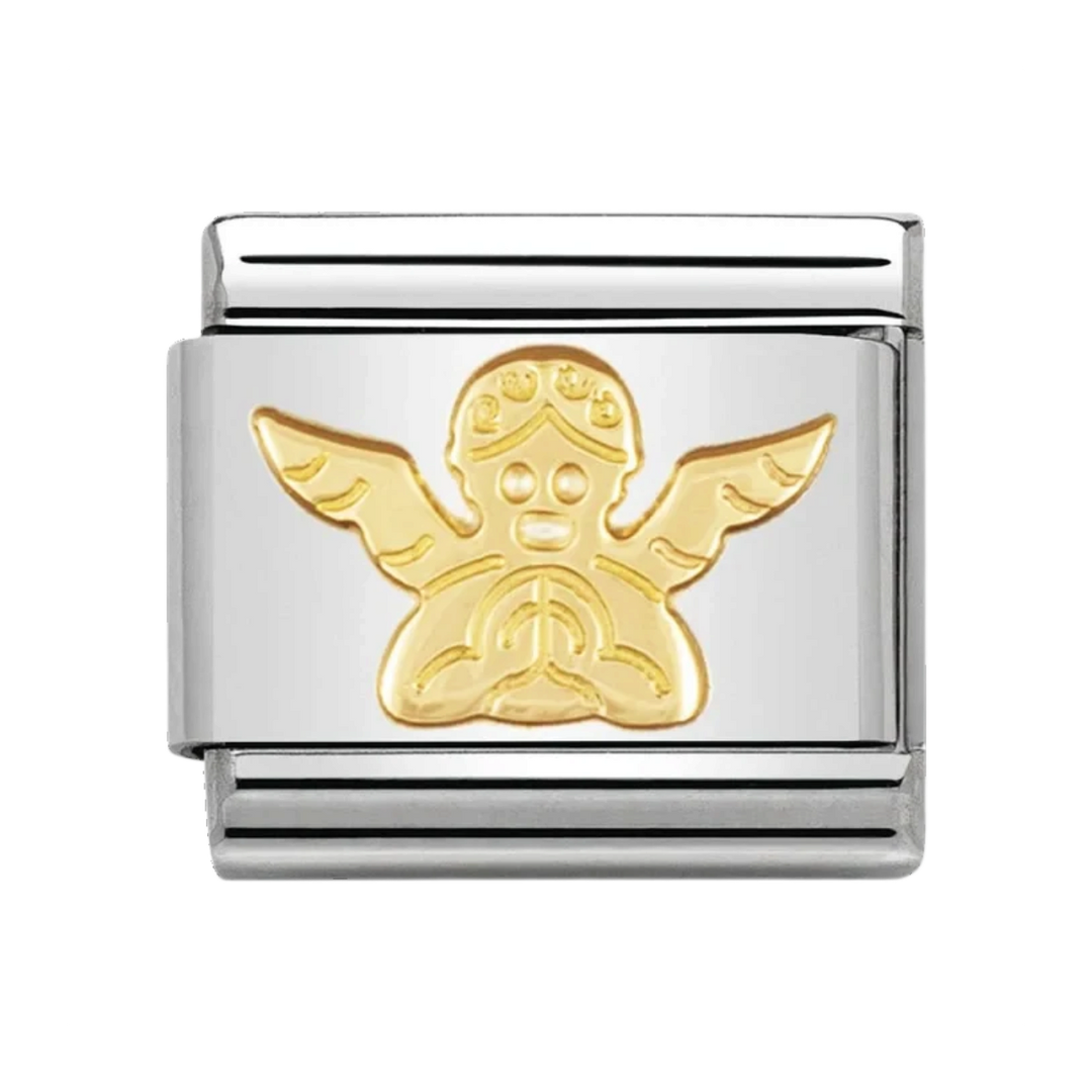 Niche Jewellery Nomination gold angel charm in stainless steel and 18k gold for a classic link bracelet