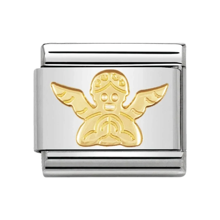 Niche Jewellery Nomination gold angel charm in stainless steel and 18k gold for a classic link bracelet