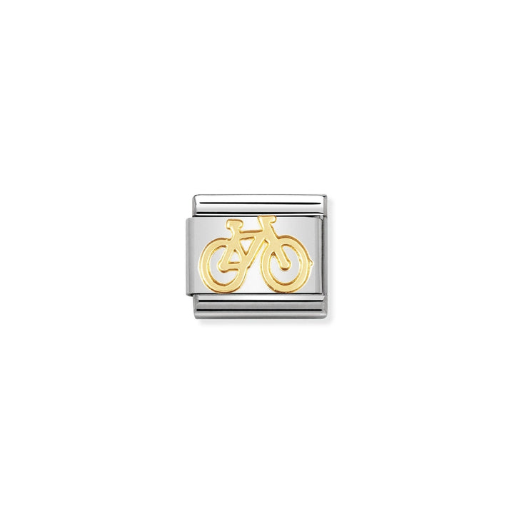 Niche Jewellery stainless steel charm with 18k gold bicycle design. Perfect for cycling enthusiasts.
