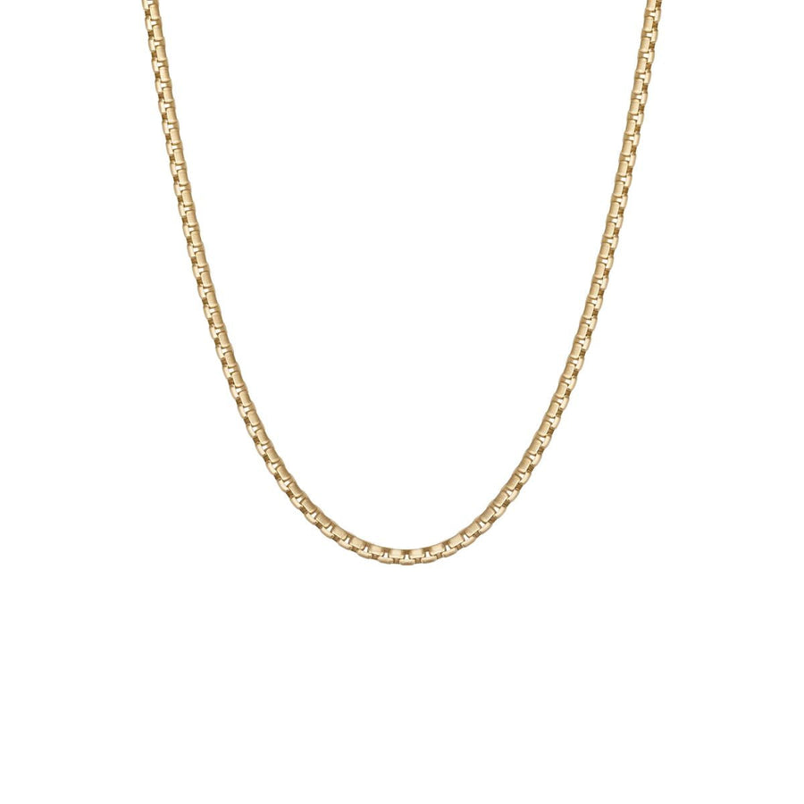 Niche Jewellery Steel & Barnett thin gold box chain necklace made of 18K gold plated stainless steel