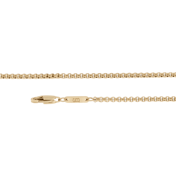 Niche Jewellery Steel & Barnett thin gold-plated stainless steel box chain necklace with lobster clasp