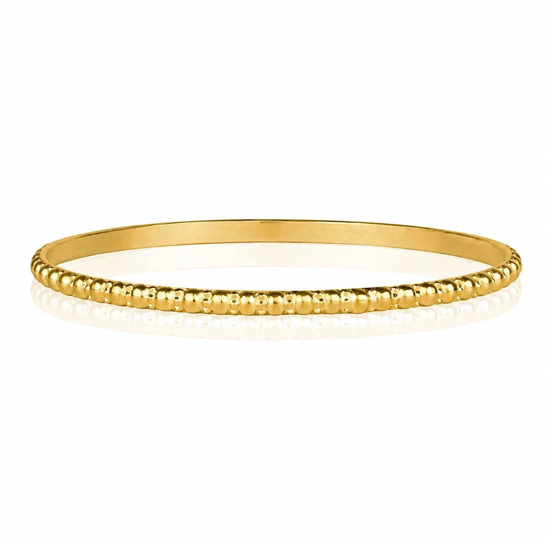 Niche Jewellery Charlotte's Web gold vermeil stacking bangle with delicate bubble texture on sterling silver