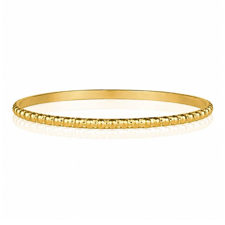 Niche Jewellery Charlotte's Web gold vermeil stacking bangle with delicate bubble texture on sterling silver