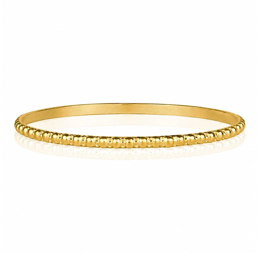 Niche Jewellery Charlotte's Web gold vermeil stacking bangle with delicate bubble texture on sterling silver