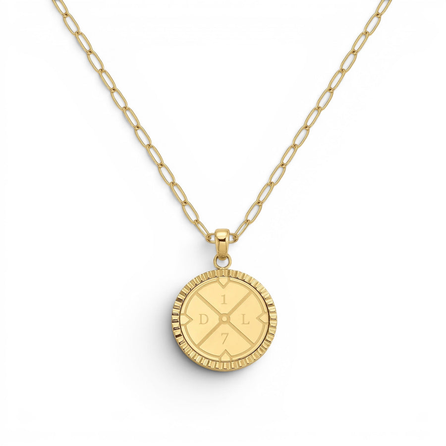 Niche Jewellery D.Louise gold compass pendant necklace on a delicate chain, crafted from waterproof tarnish-free stainless steel.