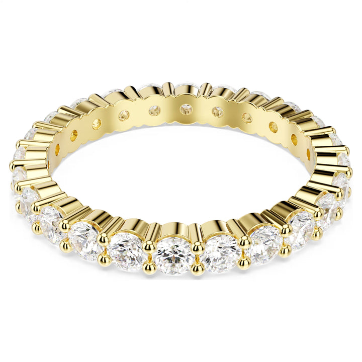 Niche Jewellery Swarovski Matrix Vittore band ring featuring round-cut white crystals on a gold-tone plated band.