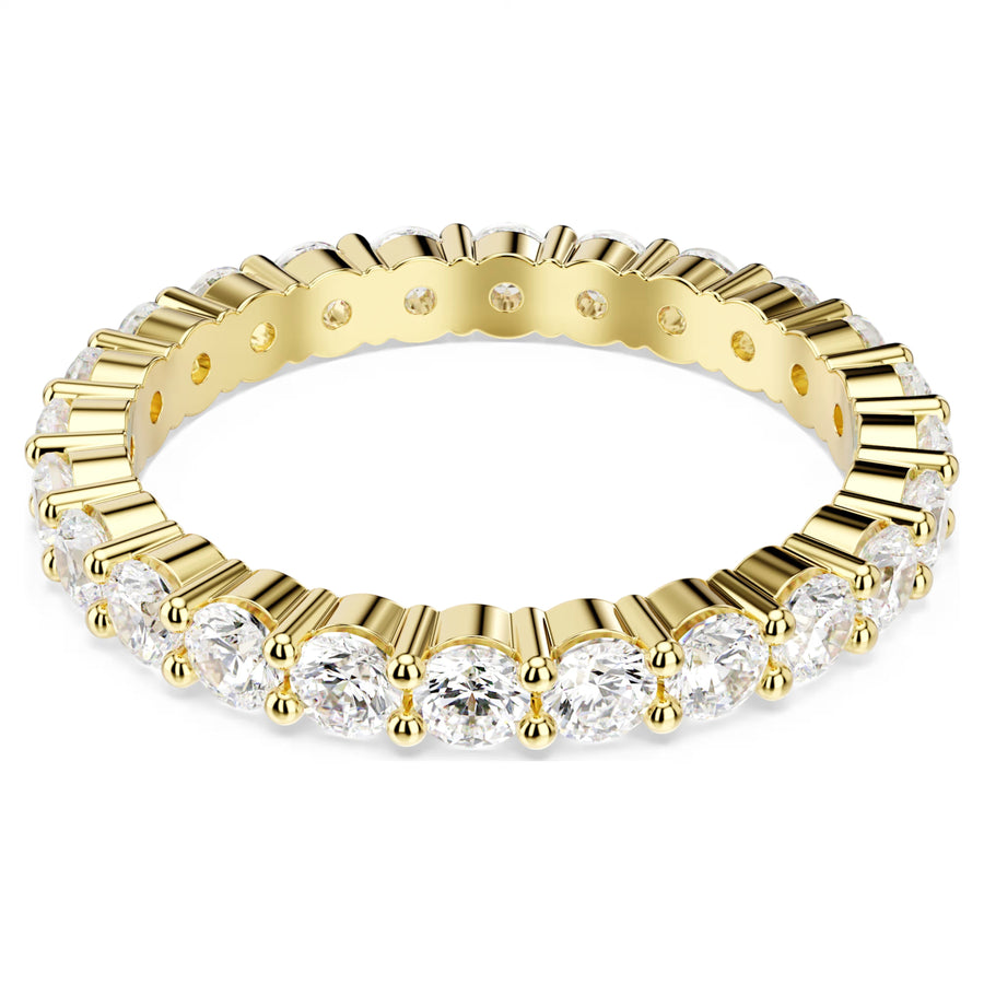 Niche Jewellery Swarovski Matrix Vittore band ring featuring round-cut white crystals on a gold-tone plated band.