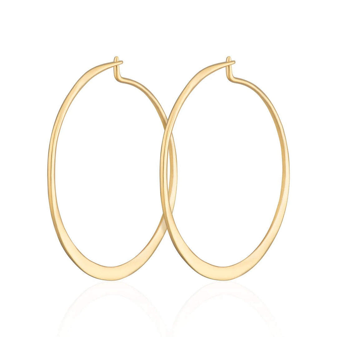 Niche Jewellery Scream Pretty gold-plated sterling silver flat hoop earrings with a sleek, modern design.