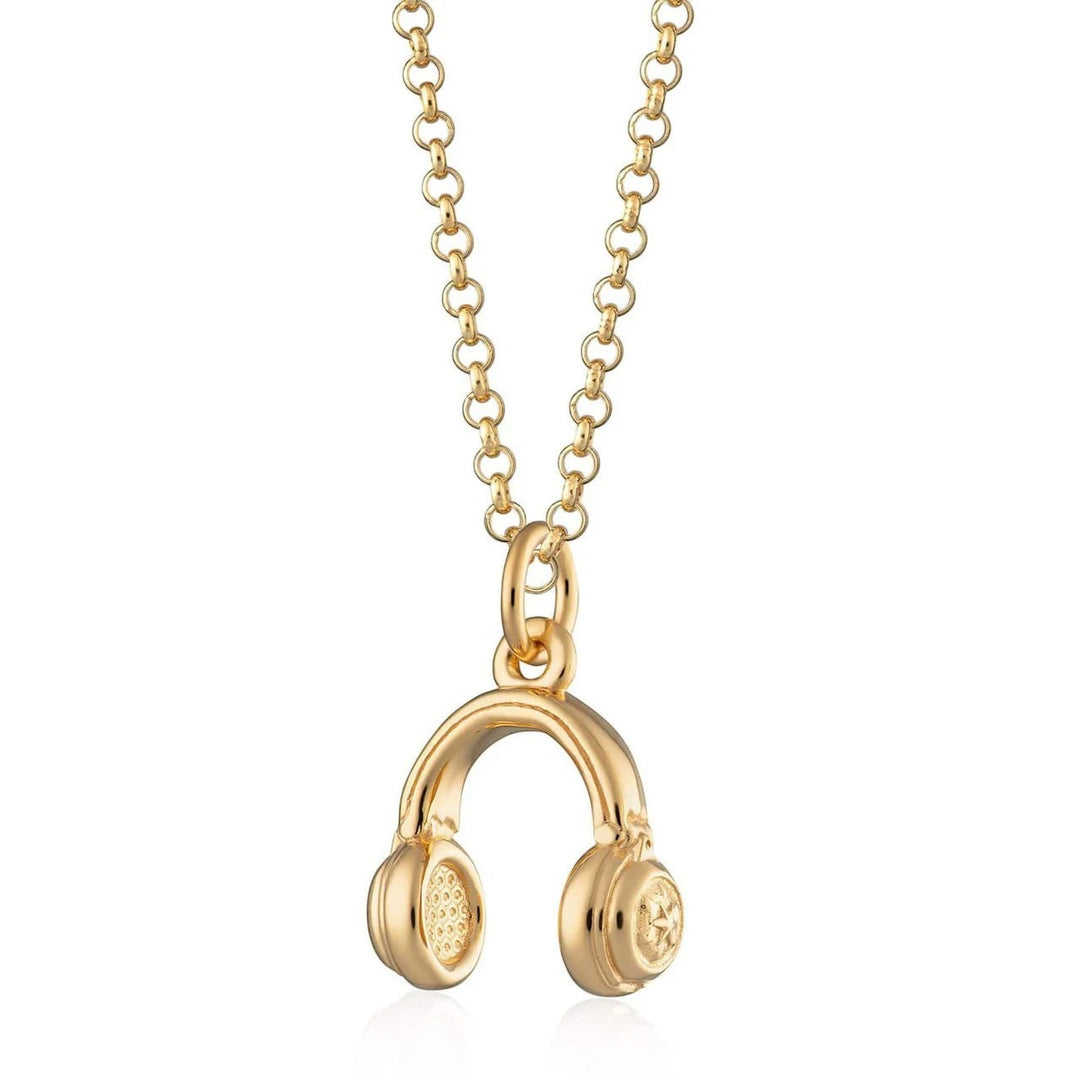 Niche Jewellery Scream Pretty gold-plated sterling silver headphones pendant necklace on a delicate chain