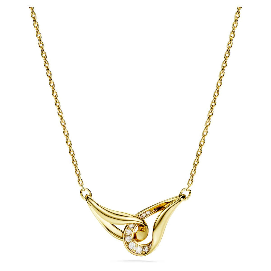 Niche Jewellery Swarovski Classica interlocking pendant necklace in 18K gold-plated sterling silver with pavé crystals.