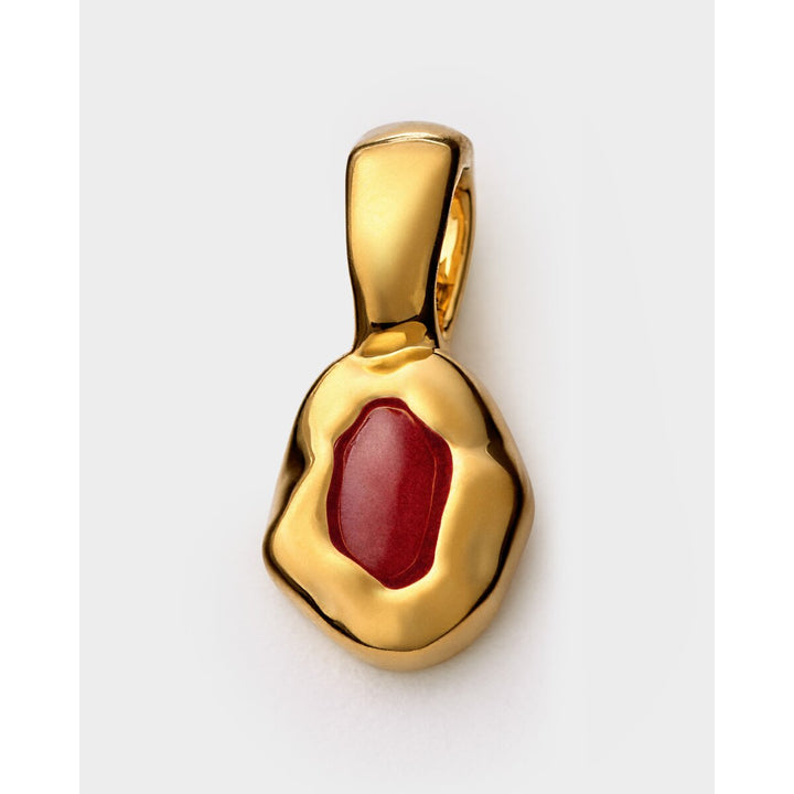 Niche Jewellery Katie Loxton gold waterproof pendant featuring a deep red January birthstone in a textured setting.