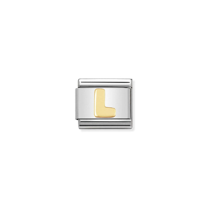 Niche Jewellery Nomination gold letter L charm in stainless steel for a classic bracelet