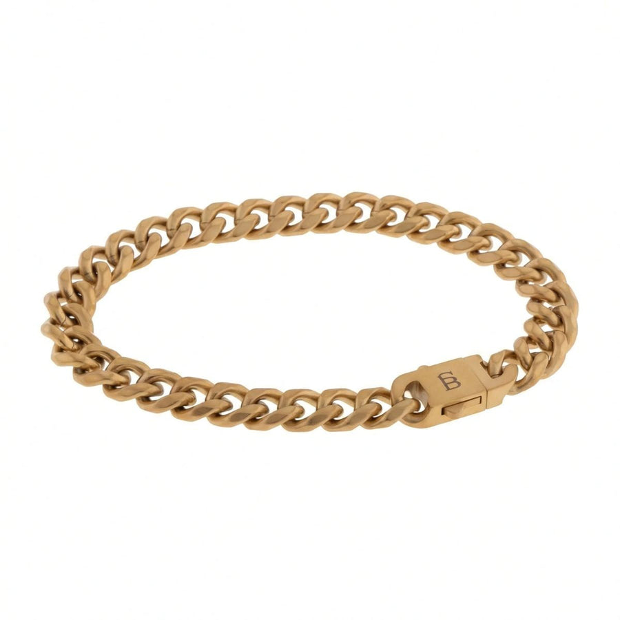 Niche Jewellery Steel & Barnett 18K gold plated stainless steel link chain bracelet with a branded clasp